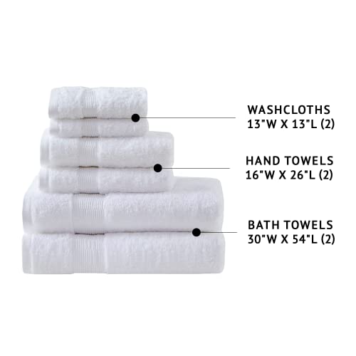 Madison Park Luce 100% Egyptian Cotton Bath Towel Set, White, 6-Piece Set