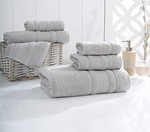 Qute Home 6-Piece Turkish Cotton Bath Towel Set (Grey)