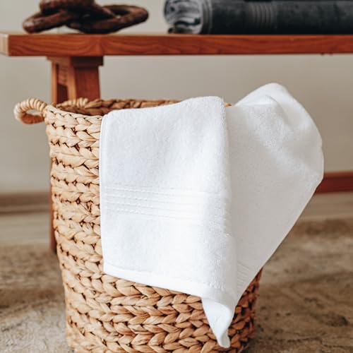 Milara Turkish Super-Plush 2-Piece Hand Towel Set | Premium Absorbent & Durable White Towels | Hanging Loops