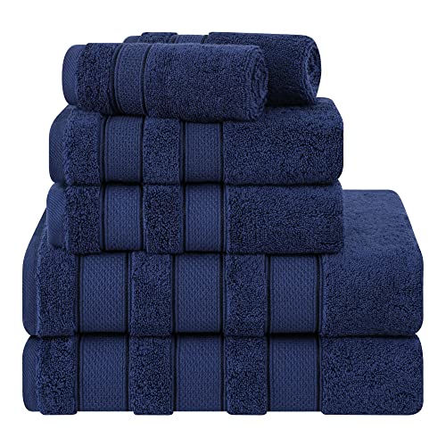 American Soft Linen Salem 6-Piece Towel Set & Cotton Bath Mat Bundle