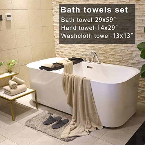 YTYC 29x59 Inch Super Soft Absorbent Bath Towels Set of 6 (Beige, 80% Polyester)