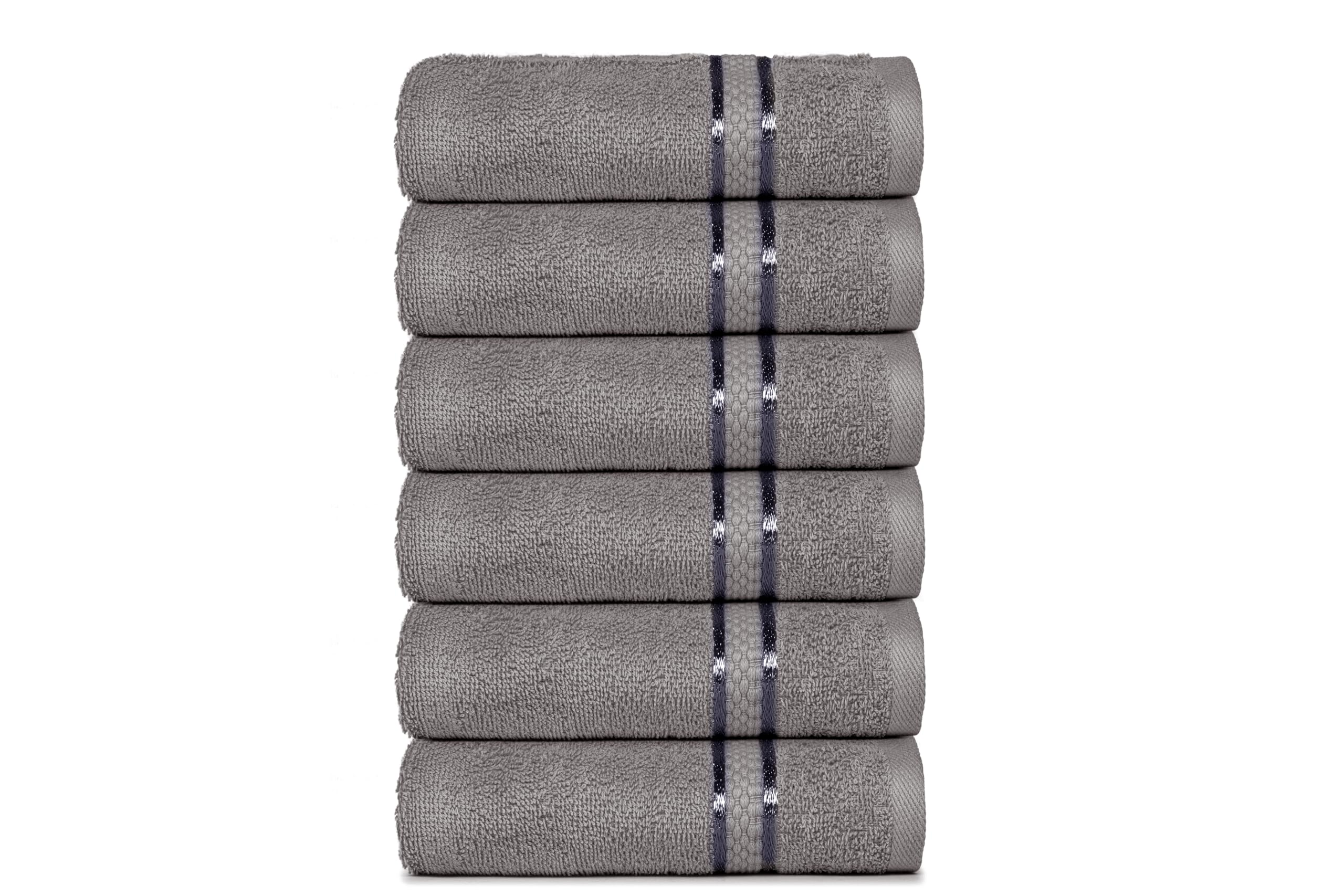 Premium Dark Grey 6-Piece Hand Towel Set - 100% Cotton, Ultra Soft, Highly Absorbent