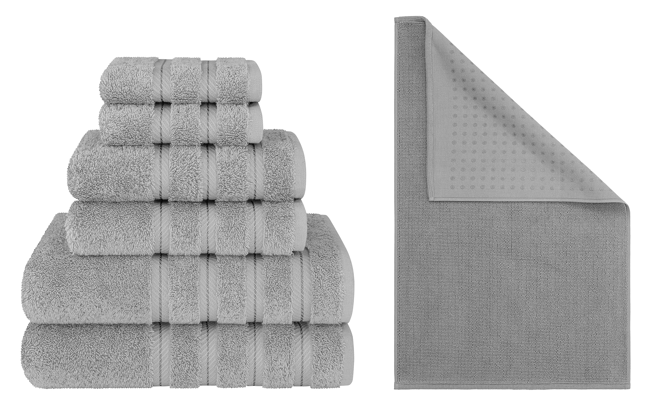 American Soft Linen 6-Piece Bath Towel Set with Mat Bundle
