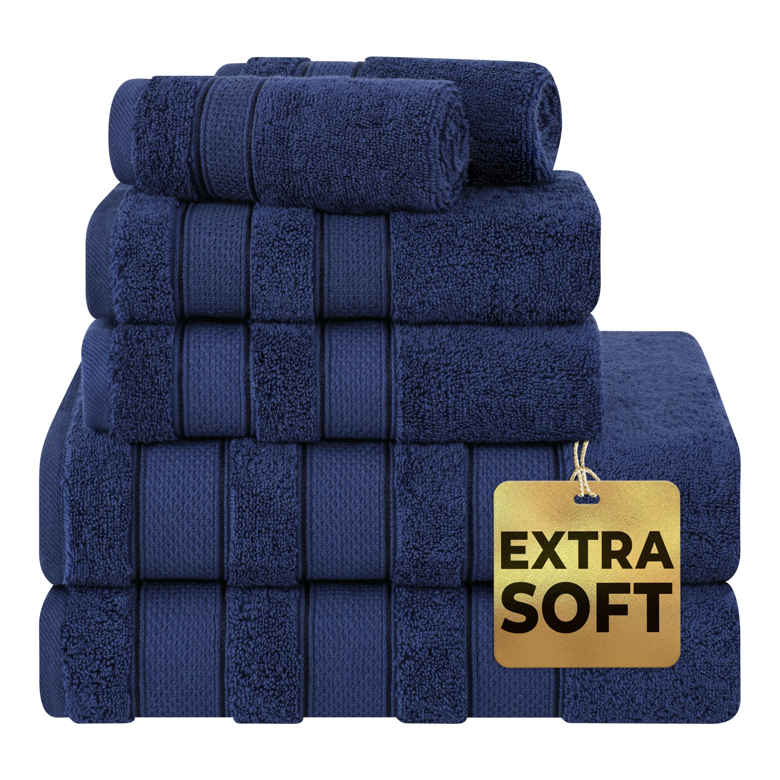 Salem Bath Towel Set, 100% Cotton, Navy Blue